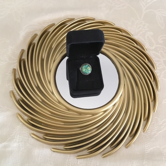 GREEN DRUZY ROUND STERLING SILVER RING/ SIZE 7 - Picture 7 of 8